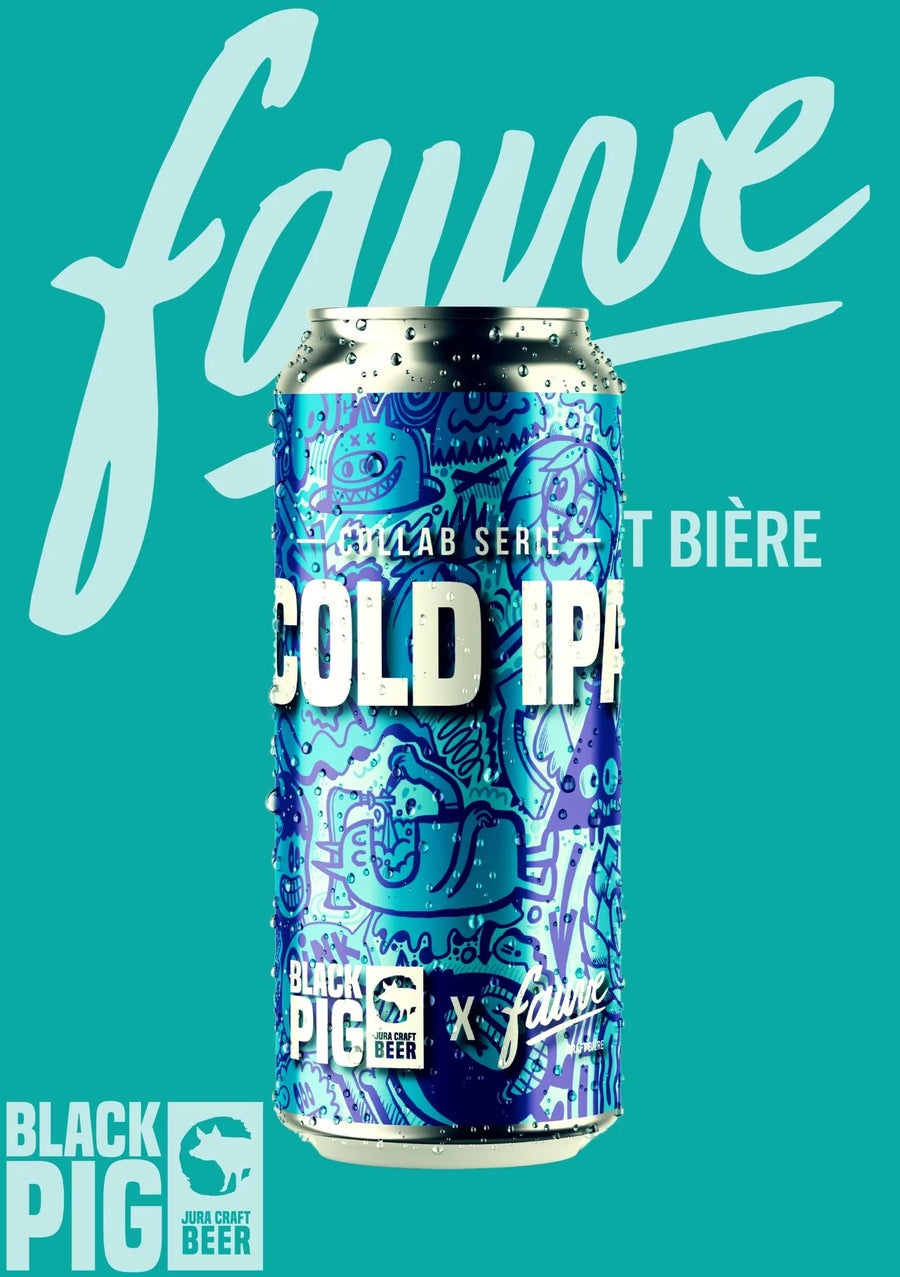 Cold IPA collab' brassée chez nos ami.e.s Suisse de Black Pig - Strata, Talus et Barbe Rouge - 44cL