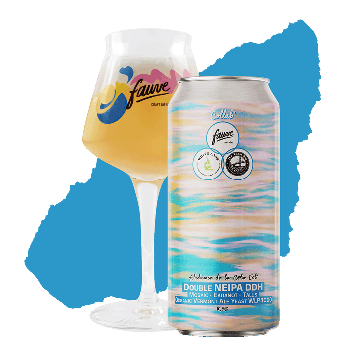 Alchimie de la Côte Est - Double NEIPA DDH - Mosaic, Ekuanot, Talus - Organic Vermont Ale Yeast WLP4000 - Collab' WhiteLabs et The Yeast Bay - 44cL