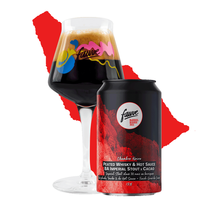 Chambre Noire - Imperial Stout élevé 30 mois en barriques de Whisky Tourbé & de Hot Sauce + Finish Grué de Cacao - 33cL